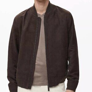 MANGO Suede Bomber Jacket